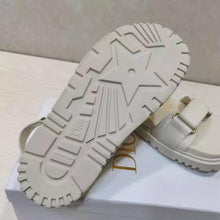 Load image into Gallery viewer, Dior Women Shoes DiorAct Sandal White Lambskin Gold-Finish Metal DIOR Signature