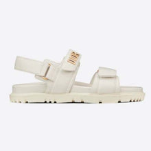 Load image into Gallery viewer, Dior Women Shoes DiorAct Sandal White Lambskin Gold-Finish Metal DIOR Signature