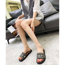 Load image into Gallery viewer, Dior Women Shoes Dway Slide Beige Multicolor Mizza Embroidered Cotton