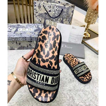 Load image into Gallery viewer, Dior Women Shoes Dway Slide Beige Multicolor Mizza Embroidered Cotton