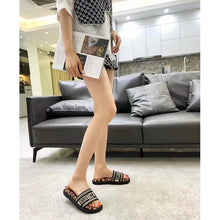 Load image into Gallery viewer, Dior Women Shoes Dway Slide Beige Multicolor Mizza Embroidered Cotton