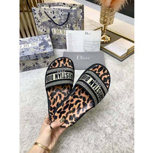 Load image into Gallery viewer, Dior Women Shoes Dway Slide Beige Multicolor Mizza Embroidered Cotton