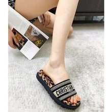 Load image into Gallery viewer, Dior Women Shoes Dway Slide Beige Multicolor Mizza Embroidered Cotton
