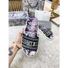 Load image into Gallery viewer, Dior Women Shoes Dway Slide Deep Blue Toile De Jouy Reverse Embroidered Cotton