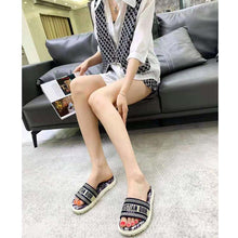 Load image into Gallery viewer, Dior Women Shoes Dway Slide Deep Blue Toile De Jouy Reverse Embroidered Cotton