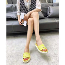 Load image into Gallery viewer, Dior Women Shoes Dway Slide Lime Toile De Jouy Reverse Embroidered Cotton