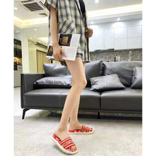 Load image into Gallery viewer, Dior Women Shoes Dway Slide Raspberry Toile De Jouy Reverse Embroidered Cotton