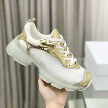 Load image into Gallery viewer, Dior Women Vibe Sneaker White Mesh and Gold-Tone Leather