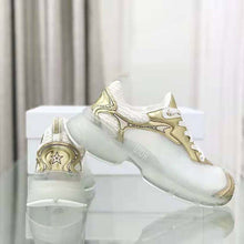 Load image into Gallery viewer, Dior Women Vibe Sneaker White Mesh and Gold-Tone Leather