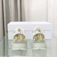 Load image into Gallery viewer, Dior Women Vibe Sneaker White Mesh and Gold-Tone Leather