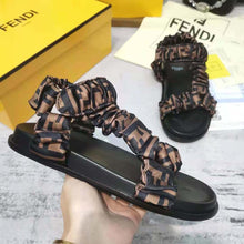 Load image into Gallery viewer, Fendi Wimen Fendi Feel Brown Satin Sandals
