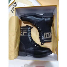 Load image into Gallery viewer, Fendi Women Ankle Boots Black Leather Biker Boots Calfskin Leather