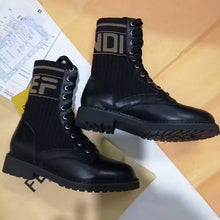 Load image into Gallery viewer, Fendi Women Ankle Boots Black Leather Biker Boots Calfskin Leather
