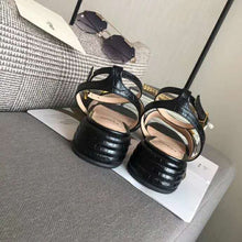 Load image into Gallery viewer, Fendi Women Black Leather Sandals FF Baguette Metal Buckle