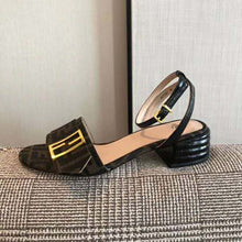 Load image into Gallery viewer, Fendi Women Brown Fabric Sandals FF Baguette Metal Buckle