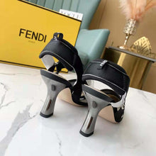 Load image into Gallery viewer, Fendi Women Colibri Black Mesh High-Heel Slingbacks with Metal Stitches