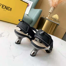 Load image into Gallery viewer, Fendi Women Colibri Black Mesh Medium-Heel Slingbacks with Metal Stitches