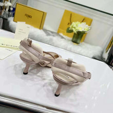 Load image into Gallery viewer, Fendi Women Colibri Lite Beige Mesh and FF Karligraphy Medium-Heel Slingbacks