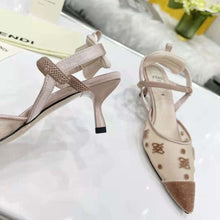 Load image into Gallery viewer, Fendi Women Colibri Lite Beige Mesh and FF Karligraphy Medium-Heel Slingbacks