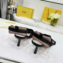 Load image into Gallery viewer, Fendi Women Colibri Lite Black Mesh and FF Karligraphy Medium-Heel Slingbacks
