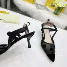 Load image into Gallery viewer, Fendi Women Colibri Lite Black Mesh and FF Karligraphy Medium-Heel Slingbacks