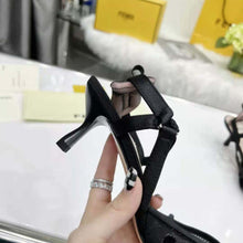 Load image into Gallery viewer, Fendi Women Colibri Lite Black Mesh and FF Karligraphy Medium-Heel Slingbacks