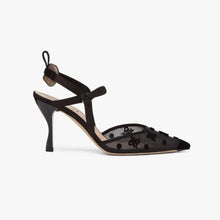 Load image into Gallery viewer, Fendi Women Colibri Lite High-Heeled Black Mesh and FF Karligraphy Slingbacks
