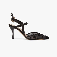 Load image into Gallery viewer, Fendi Women Colibri Lite High-Heeled Black Mesh and FF Karligraphy Slingbacks