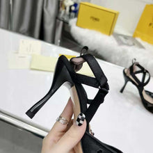 Load image into Gallery viewer, Fendi Women Colibri Lite High-Heeled Black Mesh and FF Karligraphy Slingbacks