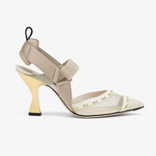 Load image into Gallery viewer, Fendi Women Colibri Pink Mesh High-Heel Slingbacks with Metal Stitches