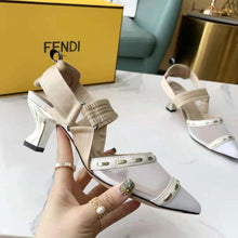 Load image into Gallery viewer, Fendi Women Colibri Pink Mesh High-Heel Slingbacks with Metal Stitches