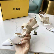 Load image into Gallery viewer, Fendi Women Colibri Pink Mesh High-Heel Slingbacks with Metal Stitches