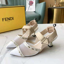 Load image into Gallery viewer, Fendi Women Colibri Pink Mesh High-Heel Slingbacks with Metal Stitches
