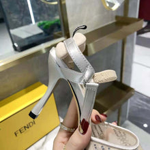 Load image into Gallery viewer, Fendi Women Colibri Pink Mesh High-Heeled Slingbacks with Rhinestone Embroidery