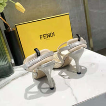 Load image into Gallery viewer, Fendi Women Colibri Pink Mesh High-Heeled Slingbacks with Rhinestone Embroidery