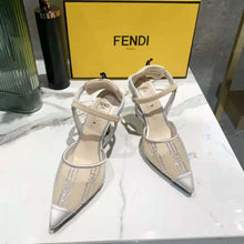Load image into Gallery viewer, Fendi Women Colibri Pink Mesh High-Heeled Slingbacks with Rhinestone Embroidery