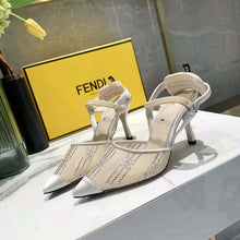 Load image into Gallery viewer, Fendi Women Colibri Pink Mesh High-Heeled Slingbacks with Rhinestone Embroidery