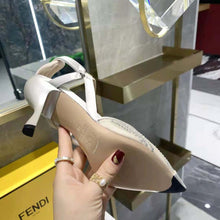 Load image into Gallery viewer, Fendi Women Colibri Pink Mesh High-Heeled Slingbacks with Rhinestone Embroidery