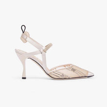 Load image into Gallery viewer, Fendi Women Colibri Pink Mesh High-Heeled Slingbacks with Rhinestone Embroidery