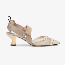 Load image into Gallery viewer, Fendi Women Colibri Pink Mesh Medium-Heel Slingbacks with Metal Stitches