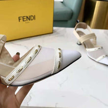 Load image into Gallery viewer, Fendi Women Colibri Pink Mesh Medium-Heel Slingbacks with Metal Stitches