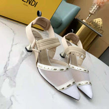 Load image into Gallery viewer, Fendi Women Colibri Pink Mesh Medium-Heel Slingbacks with Metal Stitches