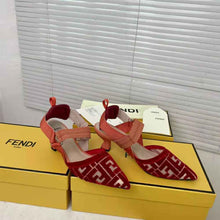 Load image into Gallery viewer, Fendi Women Colibri Red Micromesh Slingbacks with a Medium Heel