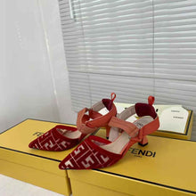Load image into Gallery viewer, Fendi Women Colibri Red Micromesh Slingbacks with a Medium Heel