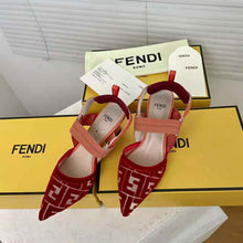 Load image into Gallery viewer, Fendi Women Colibri Red Micromesh Slingbacks with a Medium Heel