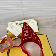 Load image into Gallery viewer, Fendi Women Colibri Red Micromesh Slingbacks with a Medium Heel