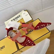 Load image into Gallery viewer, Fendi Women Colibri Red Micromesh Slingbacks with a Medium Heel