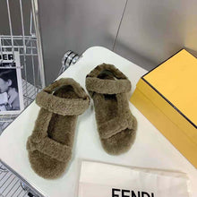 Load image into Gallery viewer, Fendi Women Feel Green Sheepskin Sandals