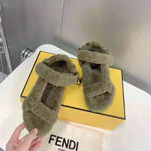Load image into Gallery viewer, Fendi Women Feel Green Sheepskin Sandals