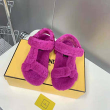 Load image into Gallery viewer, Fendi Women Feel Purple Sheepskin Sandals